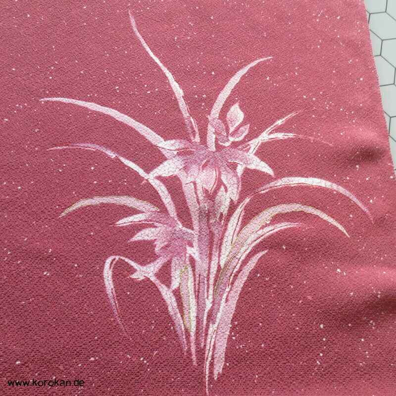 Panel Seide, Gräser, Blütter, Schmetterlinge für Kimono