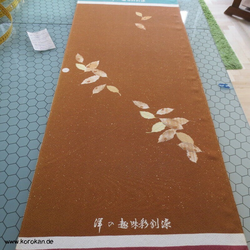 Panel Seide, Gräser, Blütter, Schmetterlinge für Kimono