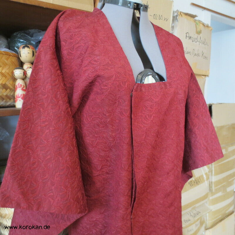 ziegelrote Matelassé Seiden Michiyuki  Kimono Jacke