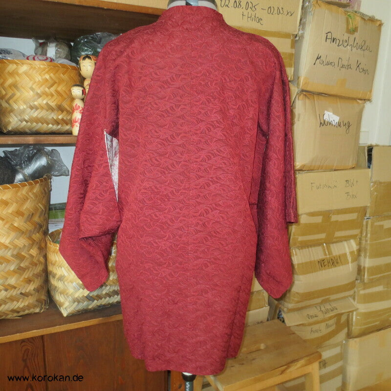 ziegelrote Matelassé Seiden Michiyuki  Kimono Jacke
