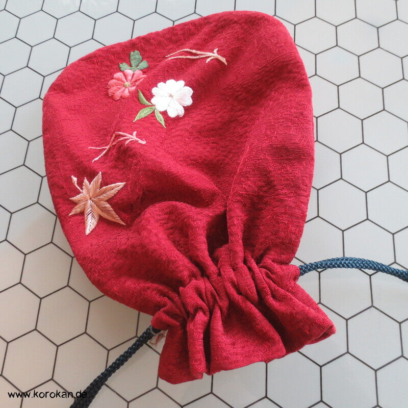 Kimono Kinchaku Zugbeutel bestickte Seide - japanische Tasche