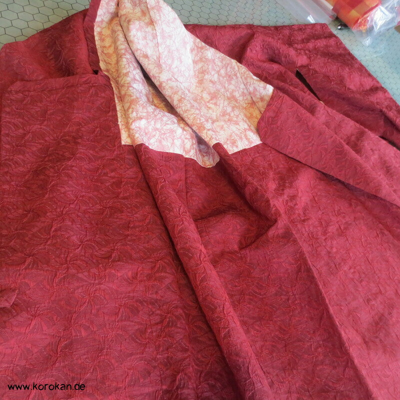 ziegelrote Matelassé Seiden Michiyuki  Kimono Jacke