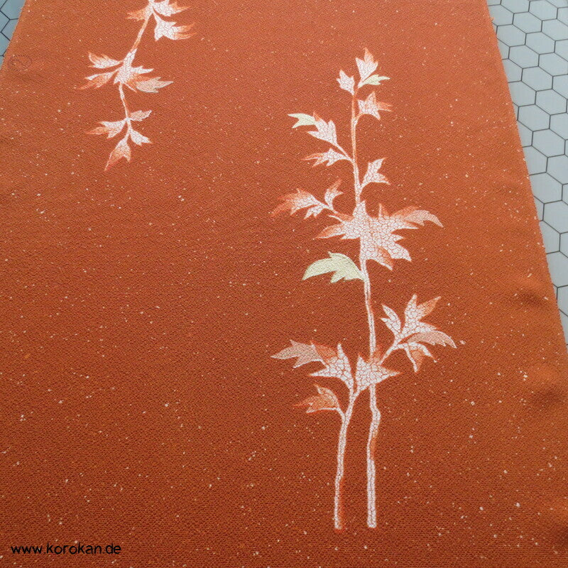 Panel Seide, Gräser, Blütter, Schmetterlinge für Kimono