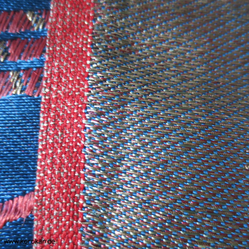 Antike gewebte Brokat - Decke - China - blau, rot, metall