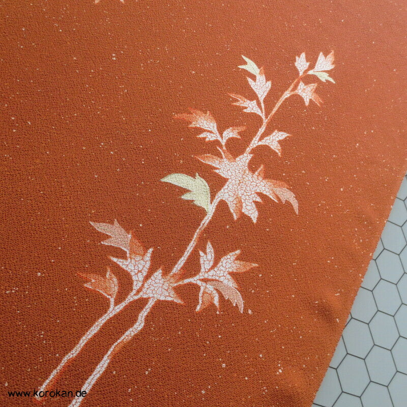 Panel Seide, Gräser, Blütter, Schmetterlinge für Kimono