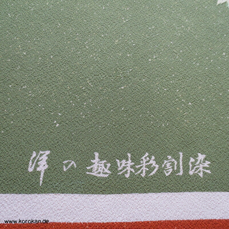 Panel Seide, Gräser, Blütter, Schmetterlinge für Kimono