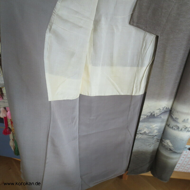 Irotomesode Seidendamast  Kimono Landschaft