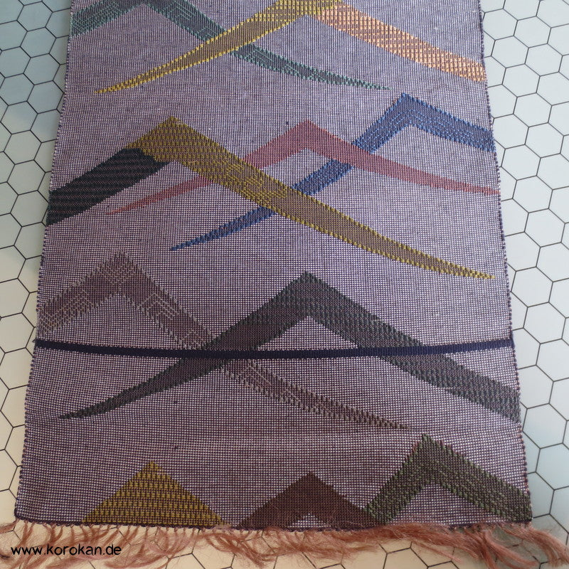 Bergketten Fukuro Obi, grobe handgewebte Seide mit Lurex