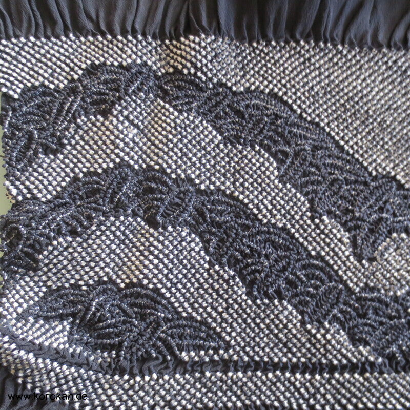 Bambus Shibori Heko Obi - Chirimen Seiden Crepe