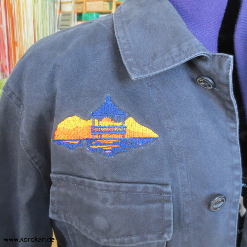 Zara Man Jeansjacke mit japanischen Stickereien XL