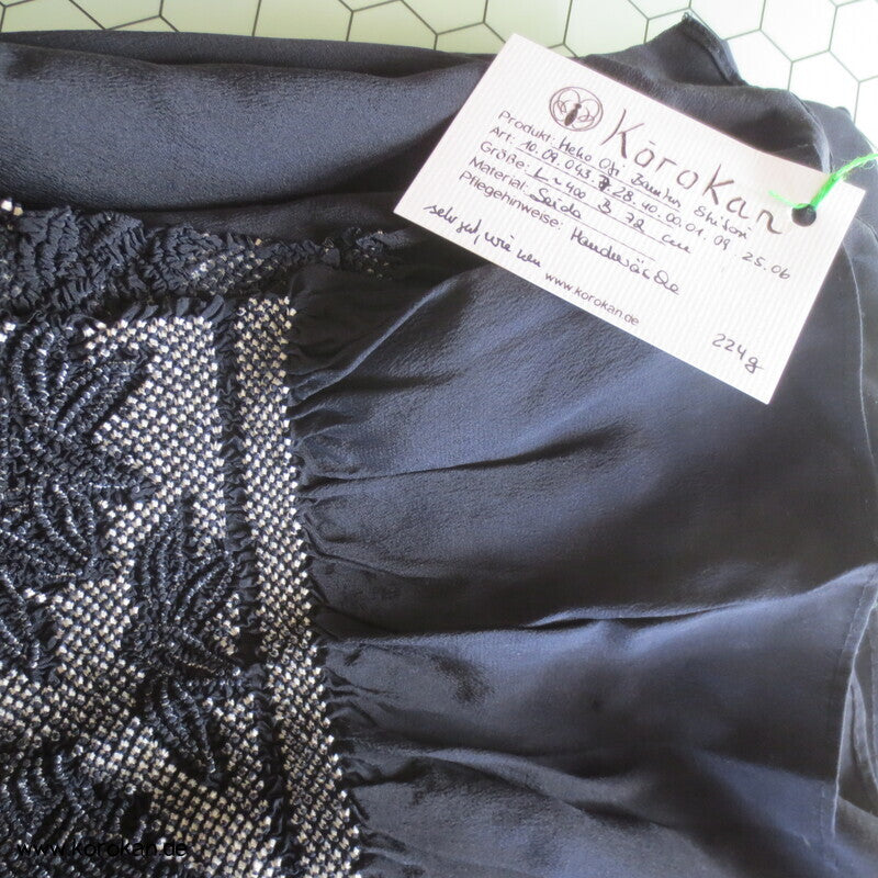 Bambus Shibori Heko Obi - Chirimen Seiden Crepe
