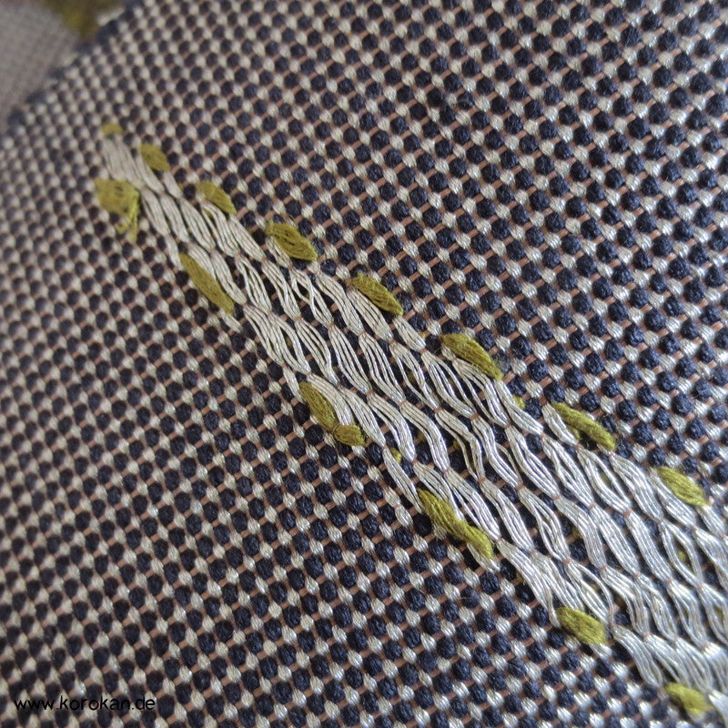 Bergketten Fukuro Obi, grobe handgewebte Seide mit Lurex