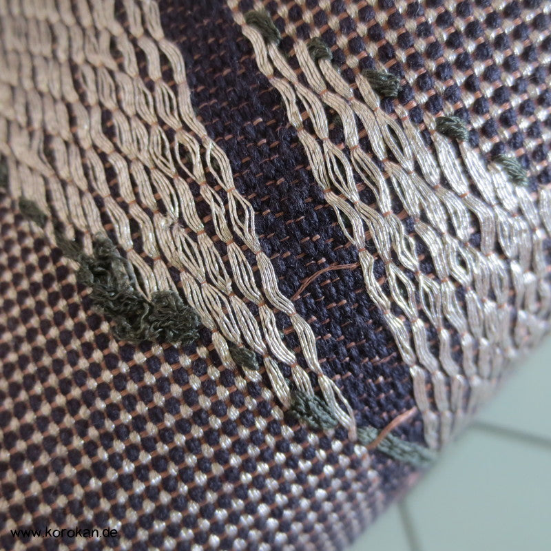Bergketten Fukuro Obi, grobe handgewebte Seide mit Lurex