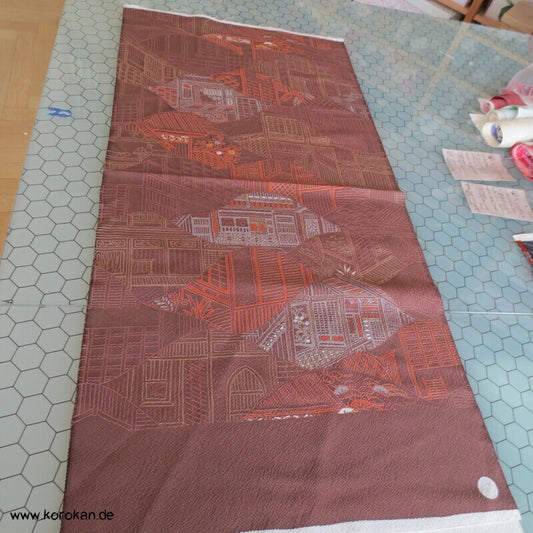 Panel Blüten und abstrakt - Chirimen Kimono Seide