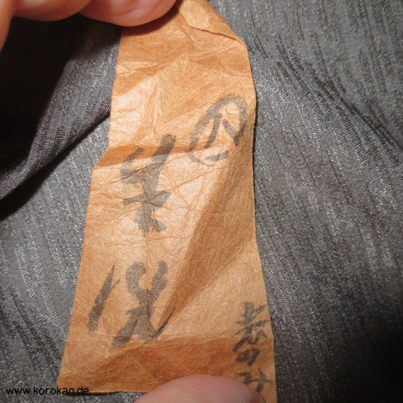 anthrazit Seidendamast mit Flechtbändern antike Araihari Kimono Seide