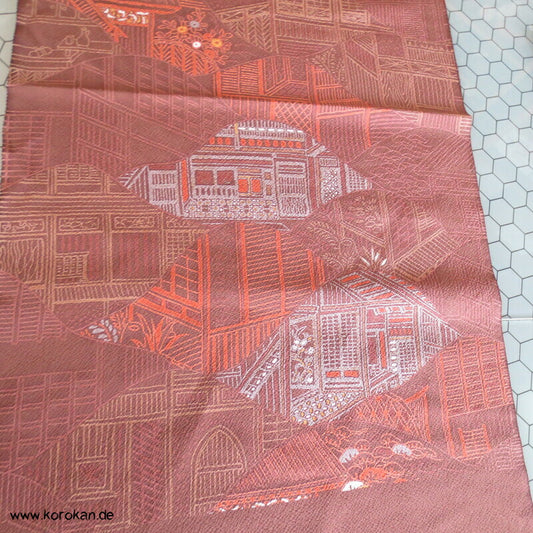 Panel Blüten und abstrakt - Chirimen Kimono Seide