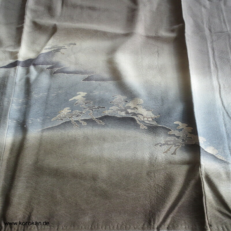 Irotomesode Seidendamast  Kimono Landschaft