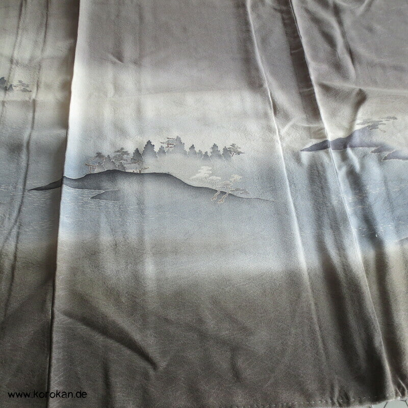 Irotomesode Seidendamast  Kimono Landschaft