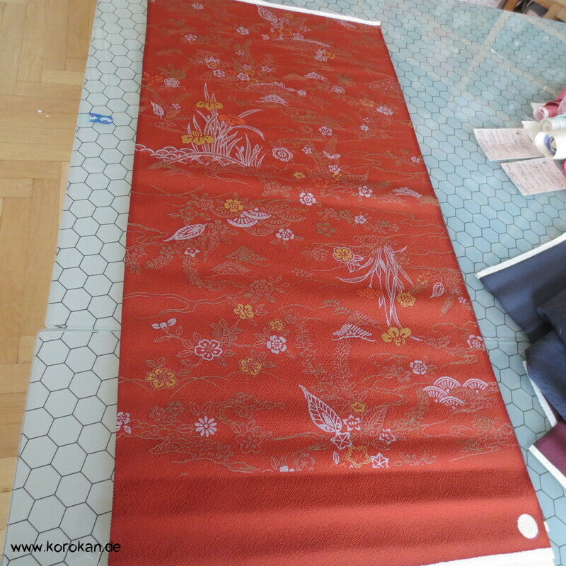 Panel Blüten und abstrakt - Chirimen Kimono Seide
