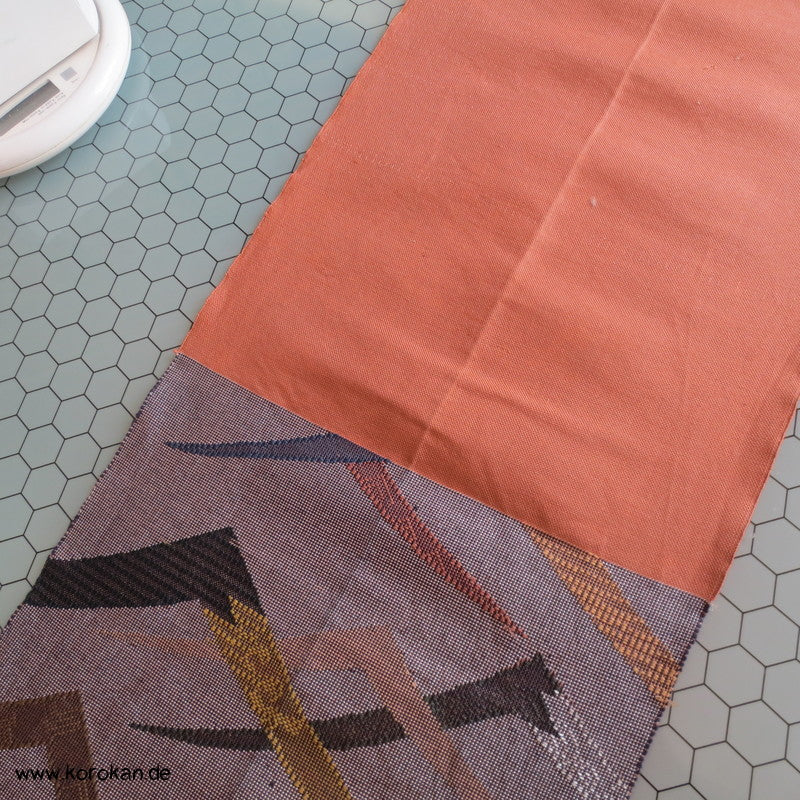 Bergketten Fukuro Obi, grobe handgewebte Seide mit Lurex