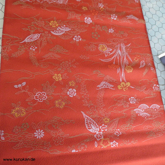 Panel Blüten und abstrakt - Chirimen Kimono Seide