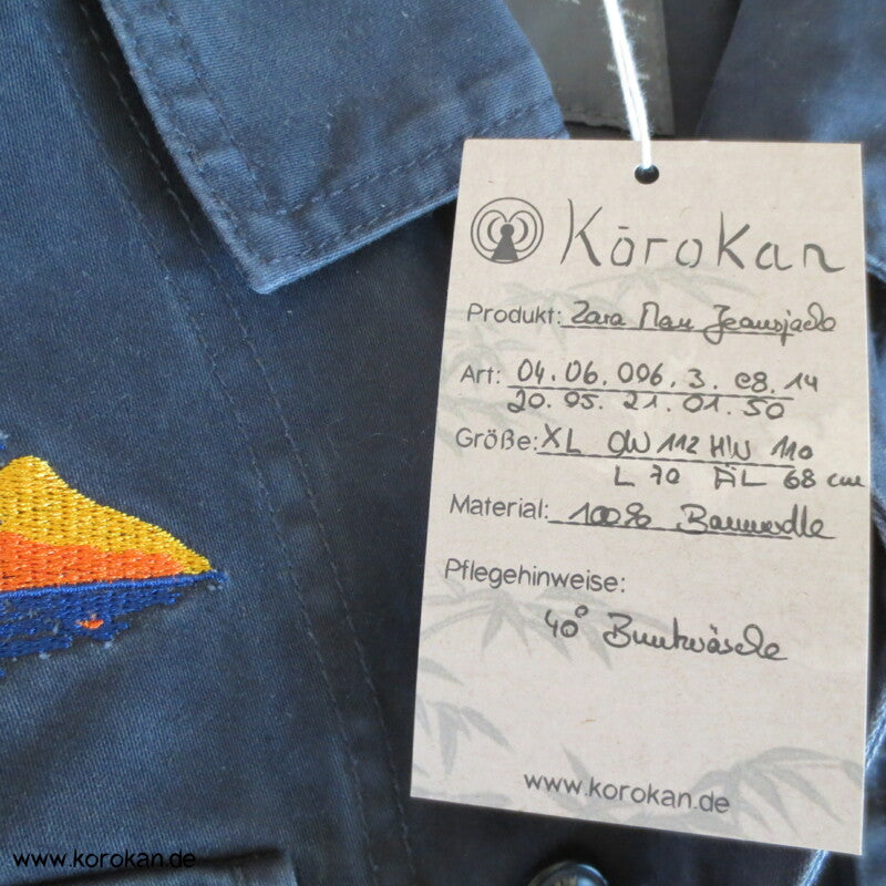 Zara Man Jeansjacke mit japanischen Stickereien XL