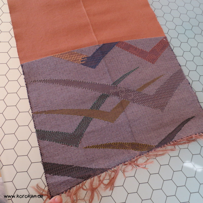 Bergketten Fukuro Obi, grobe handgewebte Seide mit Lurex