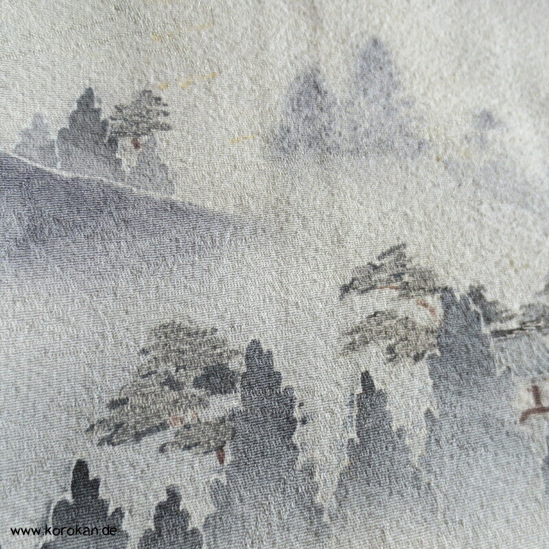 Irotomesode Seidendamast  Kimono Landschaft