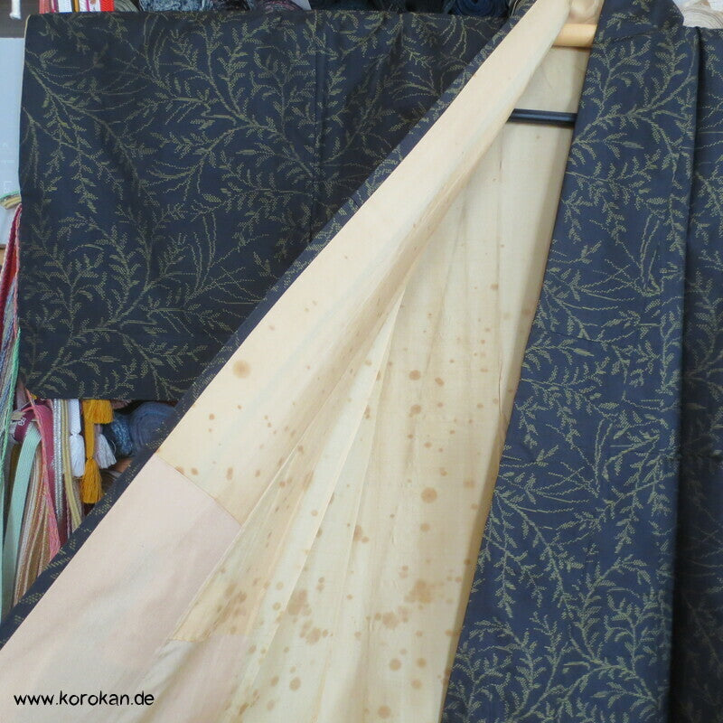 gelbe Zweige Kasuri Tsumugi Seiden Kimono