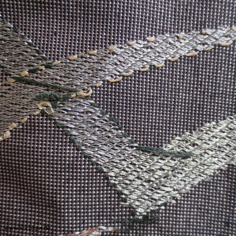 Bergketten Fukuro Obi, grobe handgewebte Seide mit Lurex