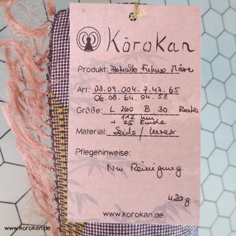 Bergketten Fukuro Obi, grobe handgewebte Seide mit Lurex