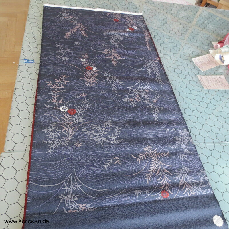 Panel Blüten und abstrakt - Chirimen Kimono Seide