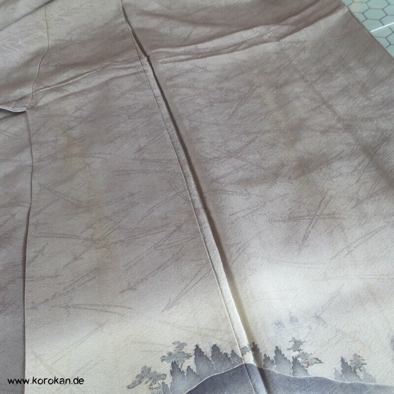 Irotomesode Seidendamast  Kimono Landschaft