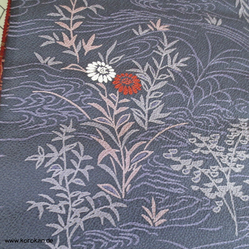 Panel Blüten und abstrakt - Chirimen Kimono Seide