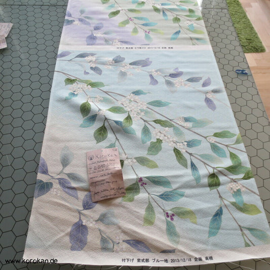 Panel Musterseide für Kimono - Kamelien, Blütenzweige