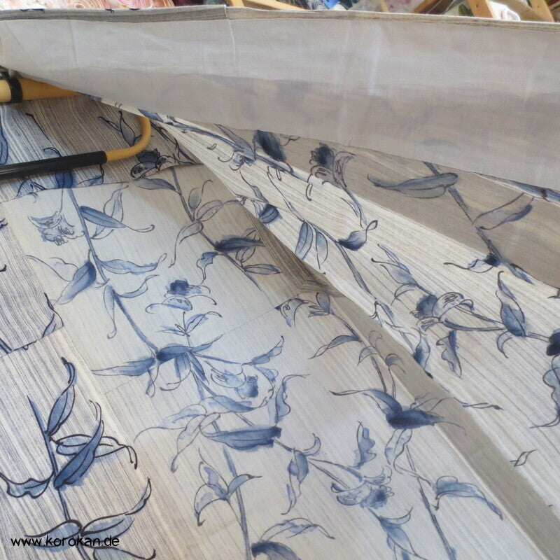 handgenähter japanischer Yukata Kimono, dicker Krepp Porzellanmuster