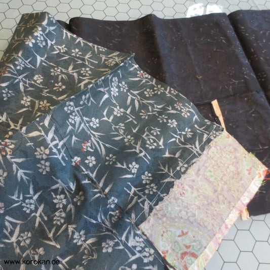silber Zweige / goldene Kiku doppelseitig antike Araihari Kimono Seide