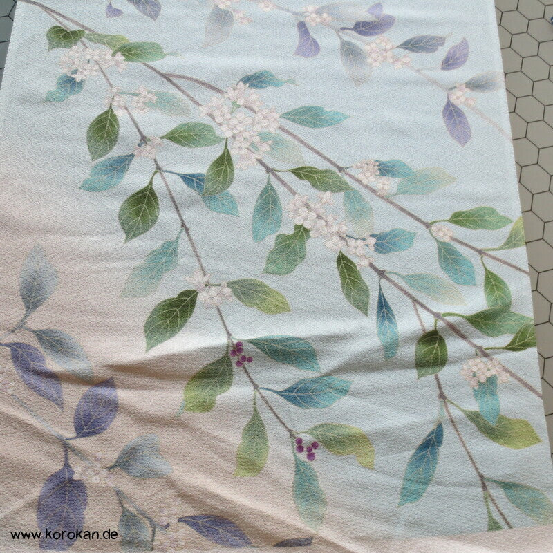 Panel Musterseide für Kimono - Kamelien, Blütenzweige