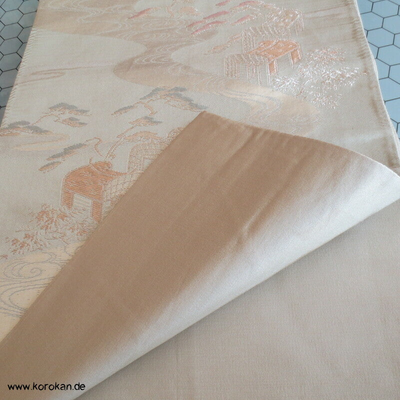 Fukuro Obi Seidenbrokat Fluss und Wagen
