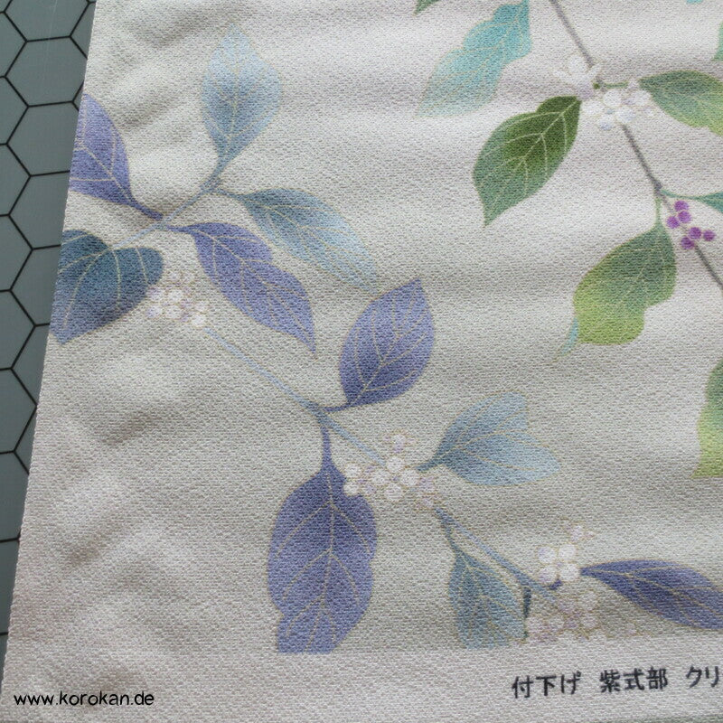 Panel Musterseide für Kimono - Kamelien, Blütenzweige