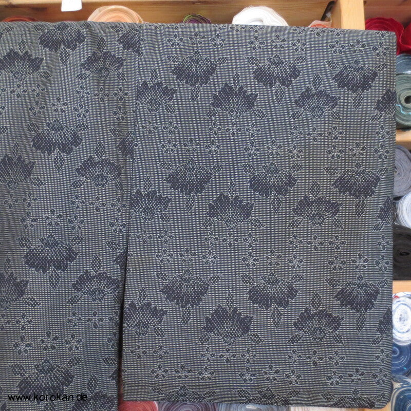 Wolljacquard Hitoe Kimono schwarz weiße Muster