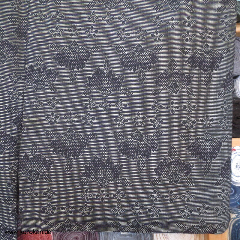Wolljacquard Hitoe Kimono schwarz weiße Muster