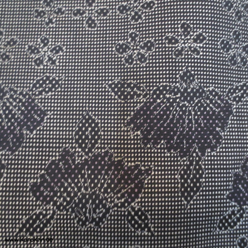Wolljacquard Hitoe Kimono schwarz weiße Muster