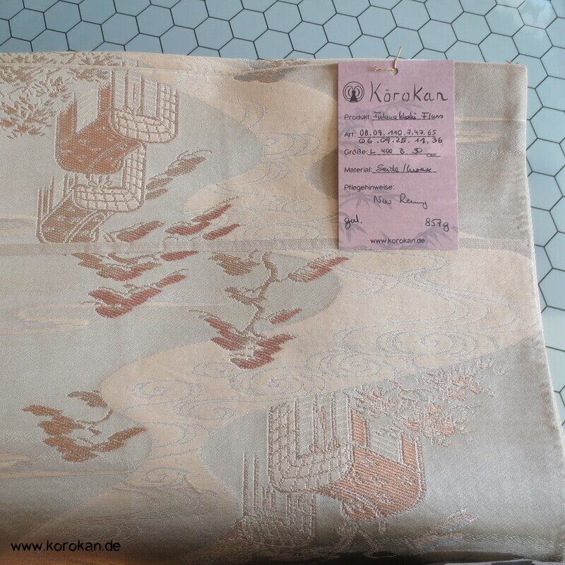 Fukuro Obi Seidenbrokat Fluss und Wagen