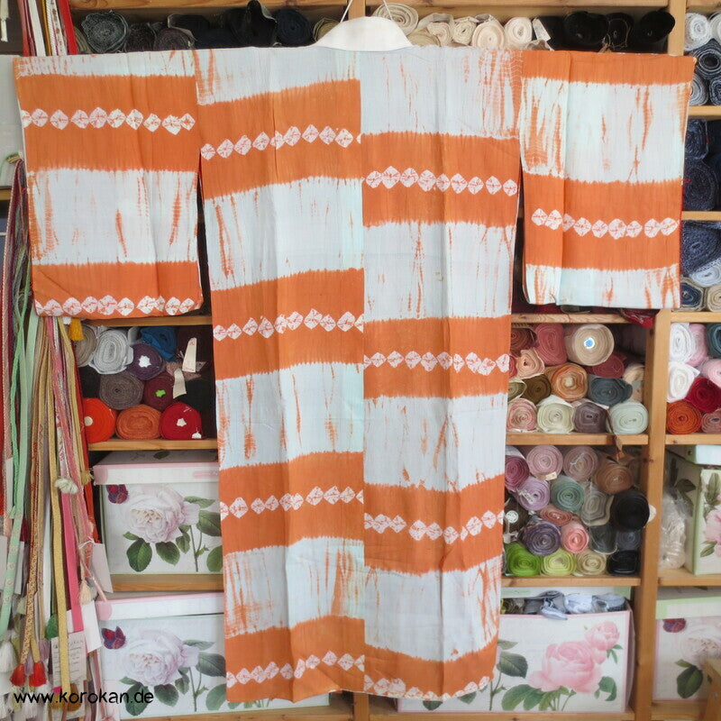 Näh Batikstreifen Juban Kimono - antik, rotes Futter