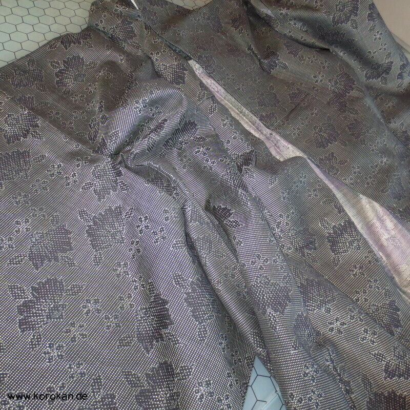 Wolljacquard Hitoe Kimono schwarz weiße Muster