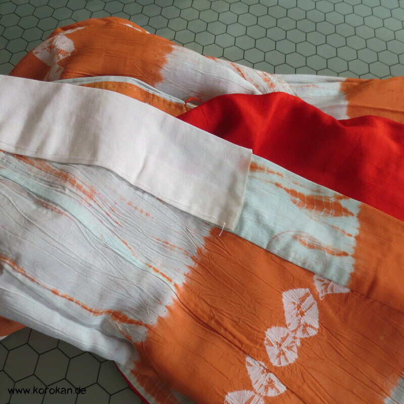 Näh Batikstreifen Juban Kimono - antik, rotes Futter