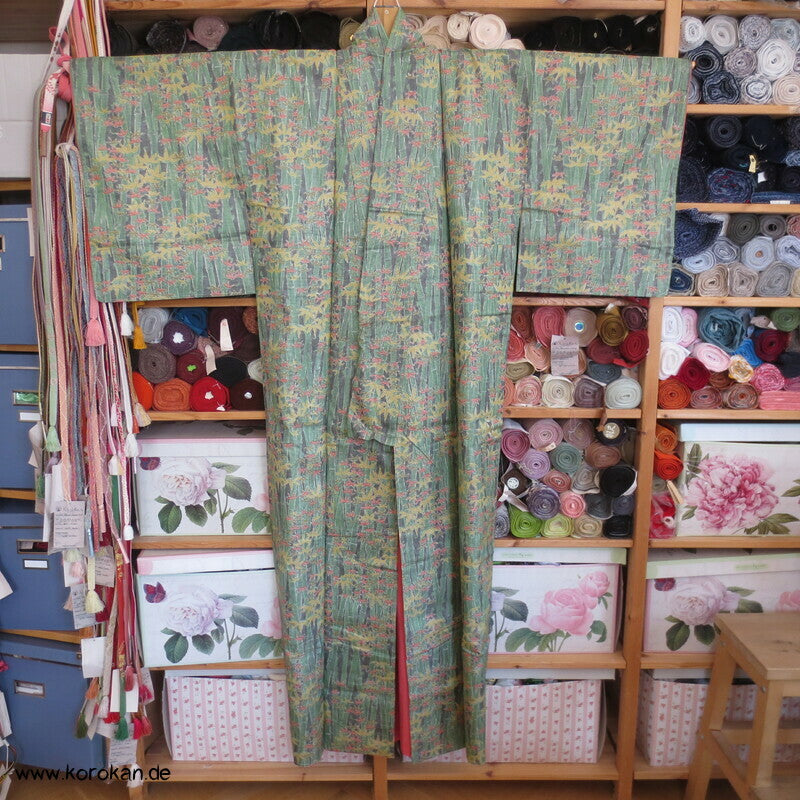 Bambuswald Kasuri Tsumugi Seiden Kimono