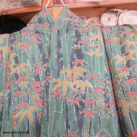 Bambuswald Kasuri Tsumugi Seiden Kimono