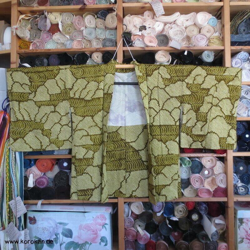 olivgrüner Egasumi Full Shibori Haori